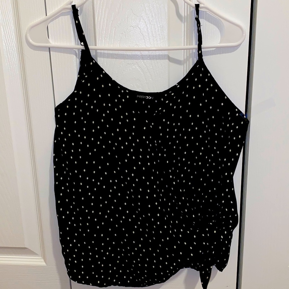 black and white polka dot cami
